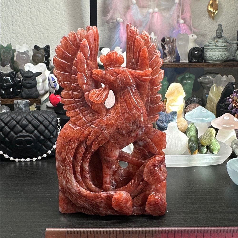 Fire Quartz Phoenix Sculpture - Picture 4 of 5